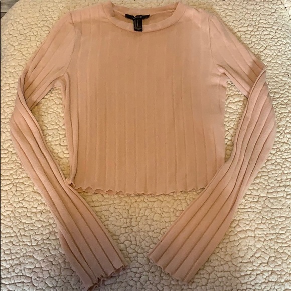 Nude Pink FOREVER 21 long sleeve crop top - Picture 4 of 4